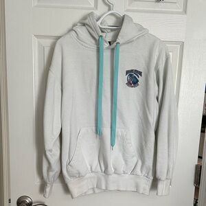 White Hoodie with Teal Accents
